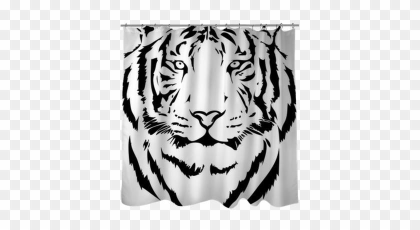 Tiger Head In Black Interpretation 2 Shower Curtain - Tigre A Dessiner Facile #1679642