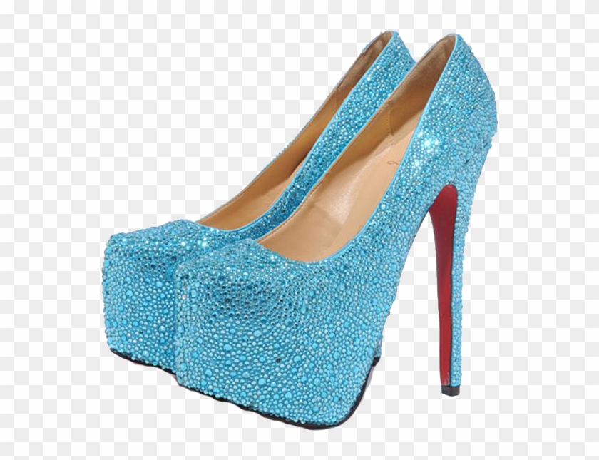 High Heeled Footwear Court Platform Crystal Blue - 10 Inch Heels #1680135