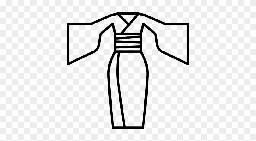 Women Kimono Vector - Kimono Clipart Black And White #1680137