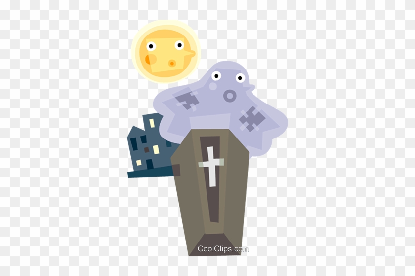 Ghost And A Coffin Royalty Free Vector Clip Art Illustration - Cartoon #1680719