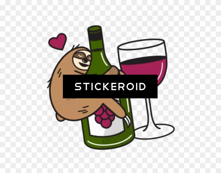 Wine Sloth - Вино Стикер #1681736