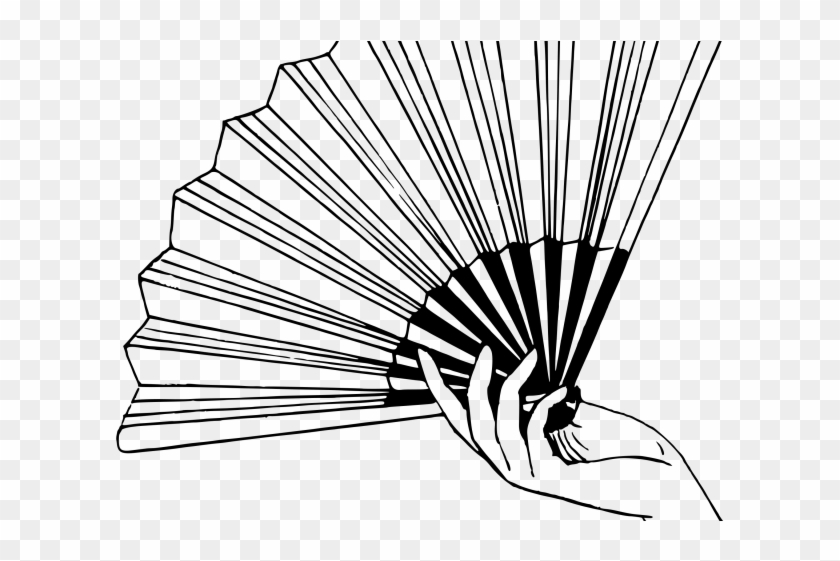 Fan Clipart Paper Fan - Fan Black And White Clip Art #1681772