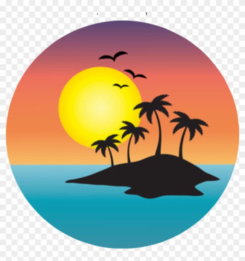 #sticker #island #sunset #sunrise #ocean #freetoedit - Palm Tree Island Clip Art #1681958