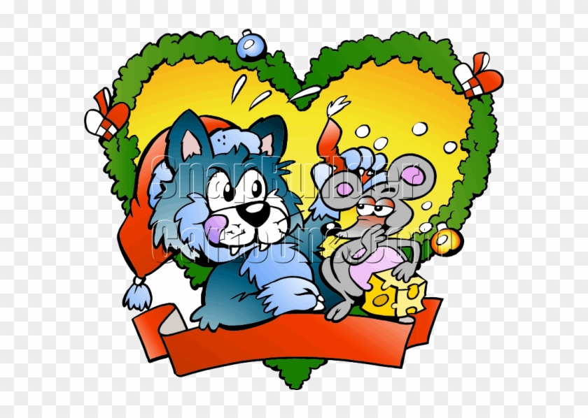 Christmas Fraim Cat Mouse Heart Shaped Wreath Mascot - Rice Porridge Draw #1682068