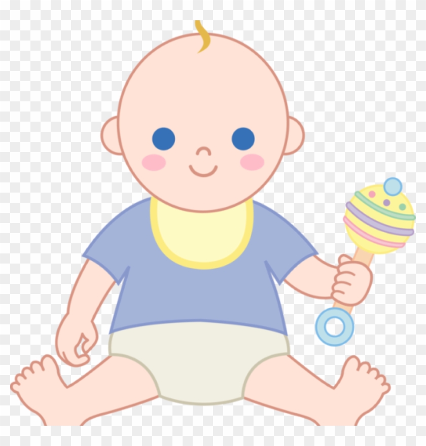 Cute Baby Clipart Ba Boy With Rattle Free Clip Art - Baby And Rattle Cartoon #257226