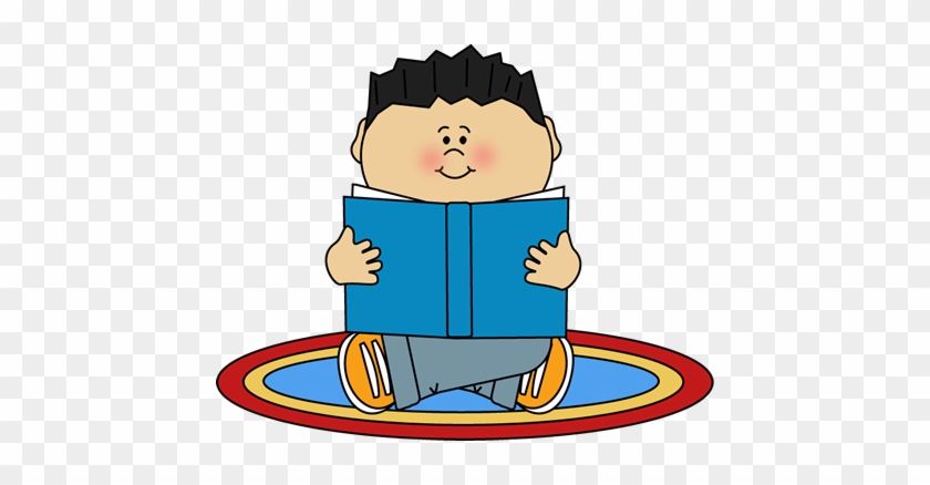 Boy Reading On A Rug Clip Art Image - Clipart Of A Girl Reading #257288