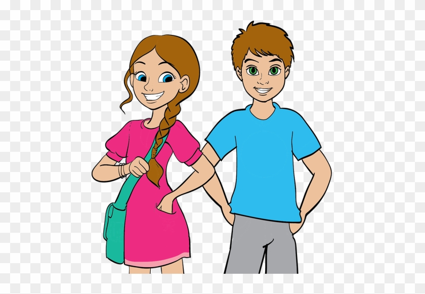 Boy And Girl Cartoon - Boy And Girl Cartoon, clipart, transparent, png, ima...