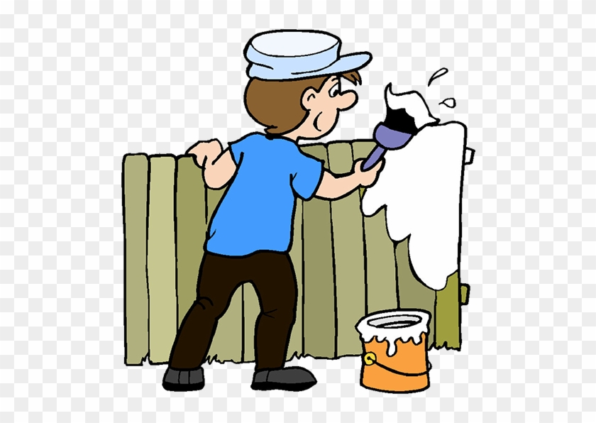 Boy Painting Fence - Paint The Fence Cartoon #257542