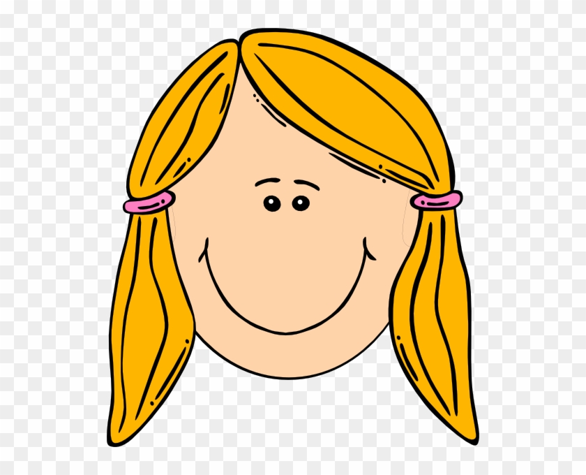 Smiling Girl With Blond Ponytails Clip Art At Clker - Cartoon Girl Face #257596
