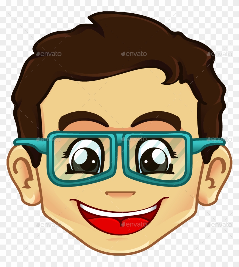 Acc/cool Geeky Glasses - Shock Face Boy Clipart #257638