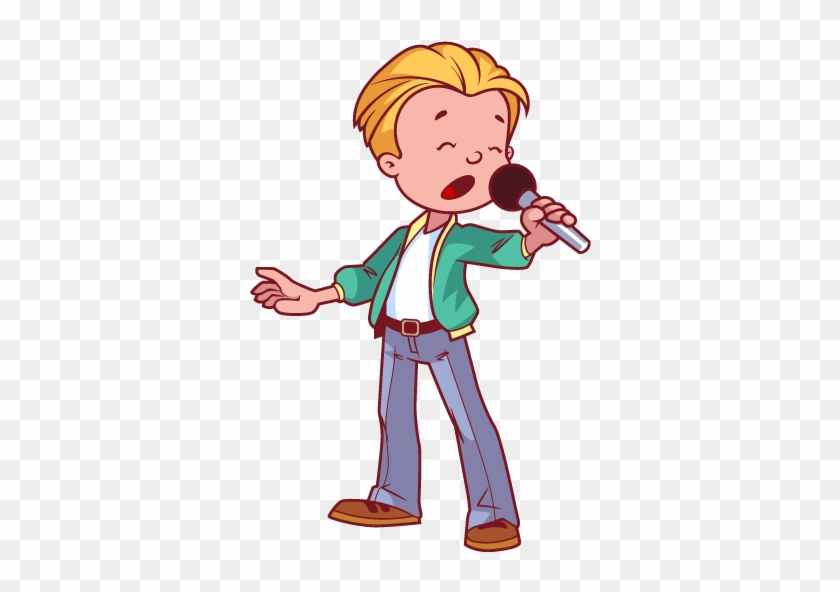 Microphone Singing Cartoon - Boy Singing Png #257922