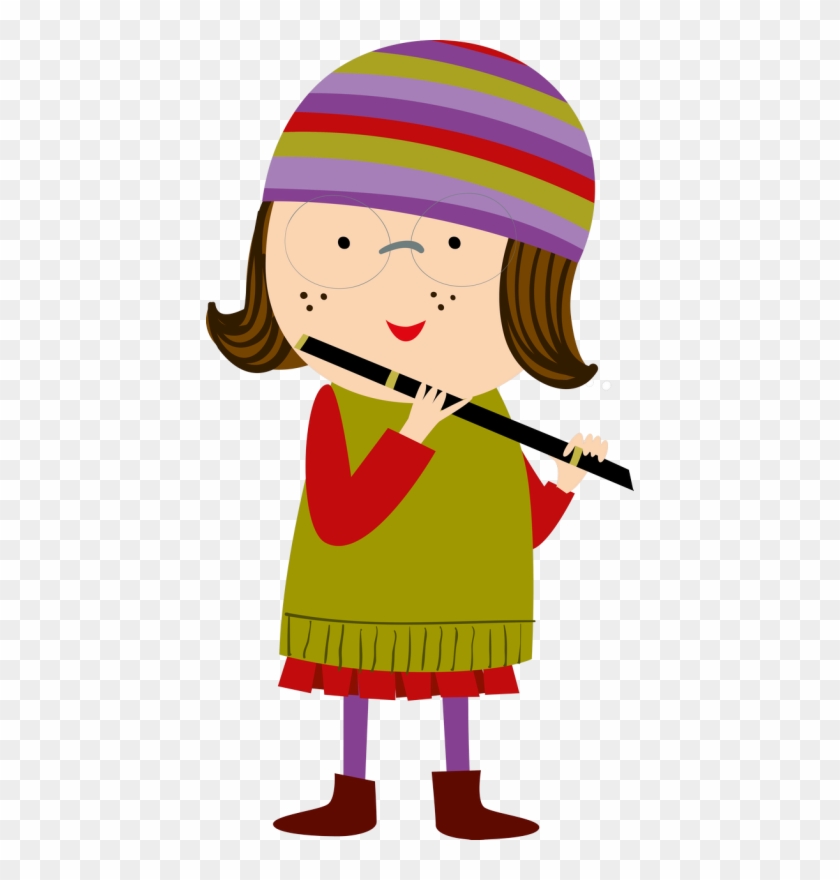 Personnages, Illustration, Individu, Personne, Gens - Girl Playing Flute Clipart Png #257969