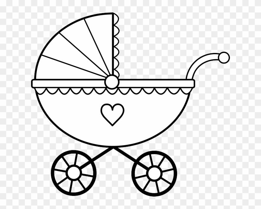 Baby Dinosaur Clipart Black And White - Baby Stroller Coloring Page #258206