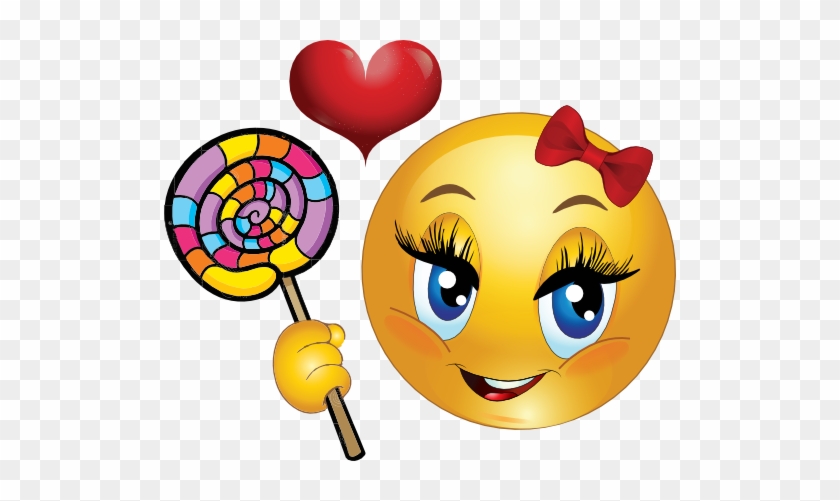 Lollipop Girl Smiley Emoticon Clipart - Emoji Face #258212