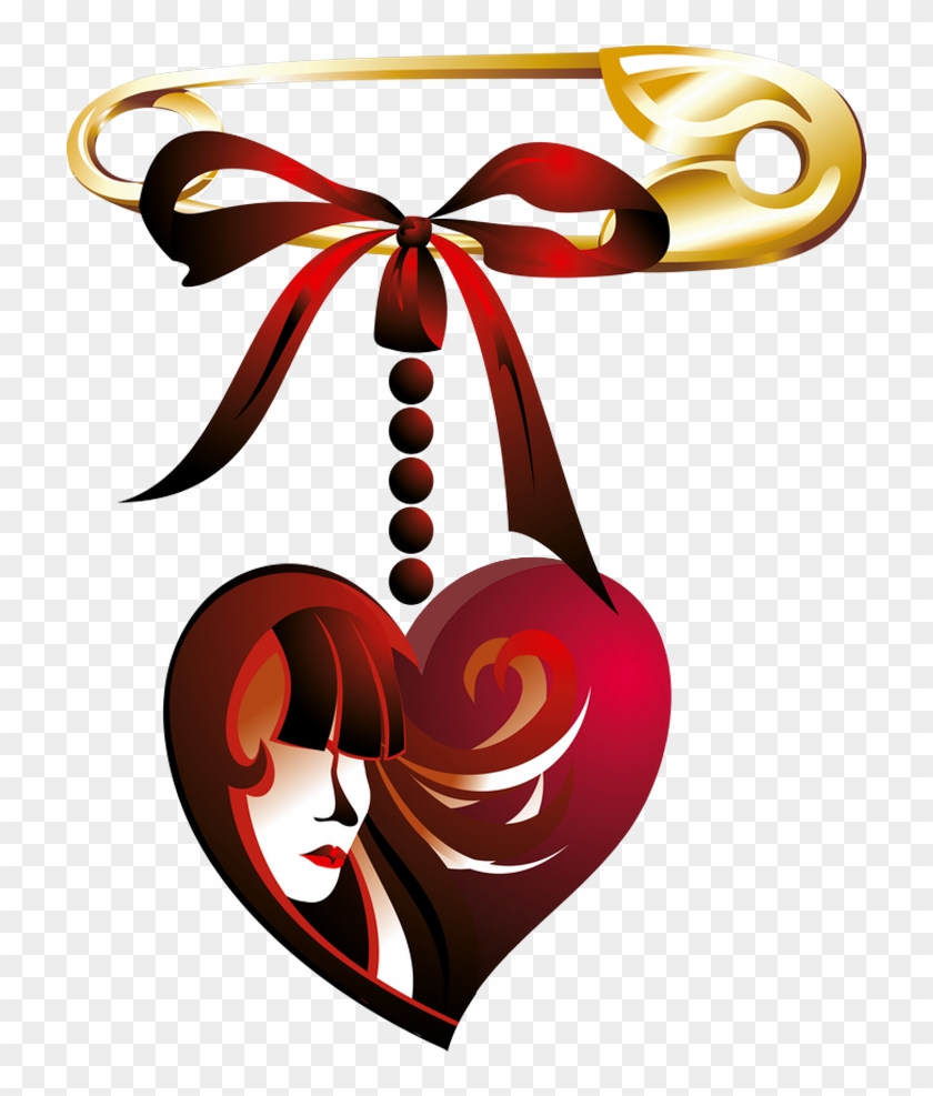 Safety Pin With Peart Decor Png Clipart Picture - Coeur Decor Png #258287