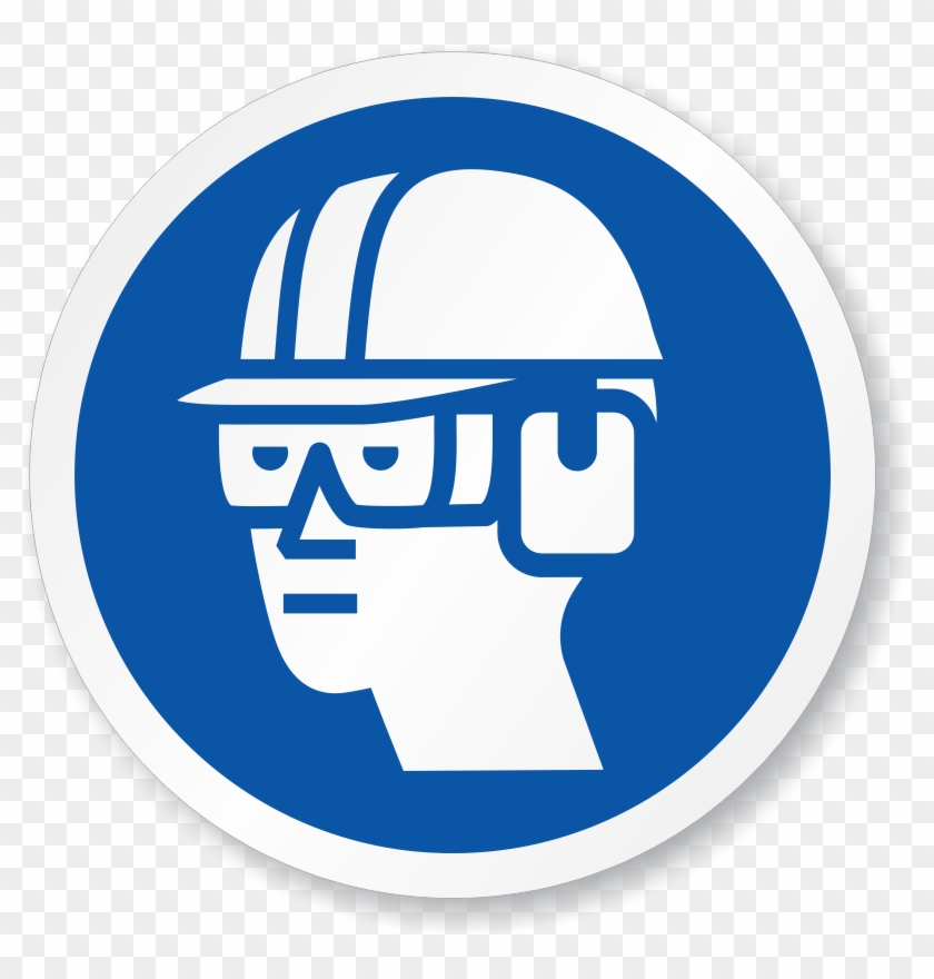 Wear Eye, Ear & Head Protection Symbol Iso Sign - Wear Eye Protection Signs #258465