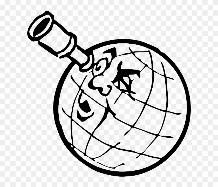 Glass, Outline, World, Planet, Spyglass, Earth, Cartoon - Earth Outline Cartoon #258744