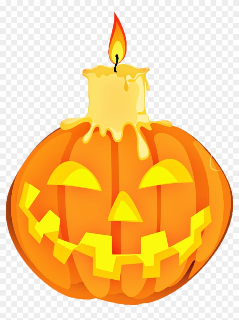 Jack O Lantern And Burning Candle Png Png Images - Halloween Candle Clipart #259179