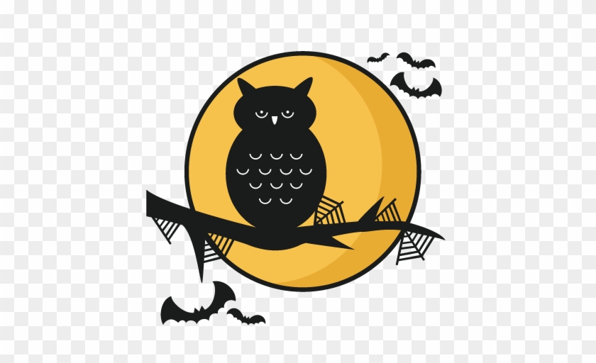 Halloween Owl Scene Svg Scrapbook Title Svg Cutting - Cartoon #259324