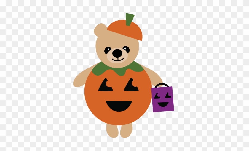 Bear In Pumpkin Costume Svg File For Scrapbooking Halloween - Teddy Bear #259409