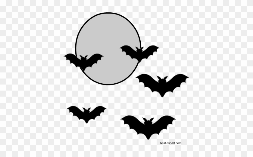 Full Moon And Bats Free Halloween Clip Art - Bat Svg File Free #259543