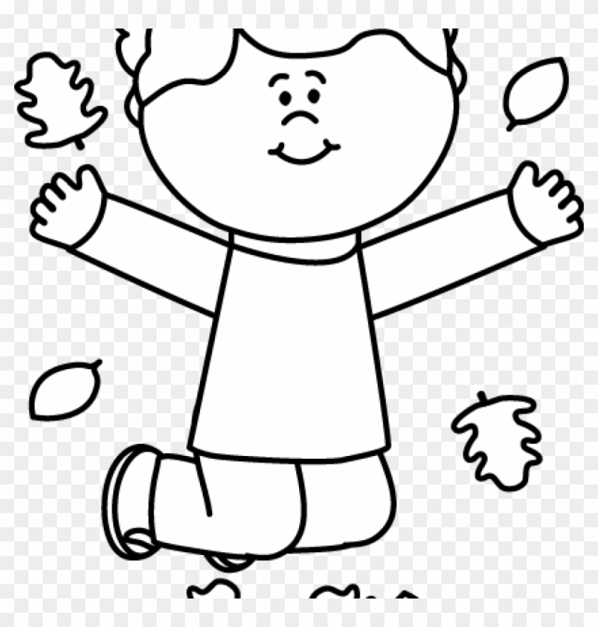 Fall Clipart Black And White Black And White Girl Jumping - Clip Art #259547
