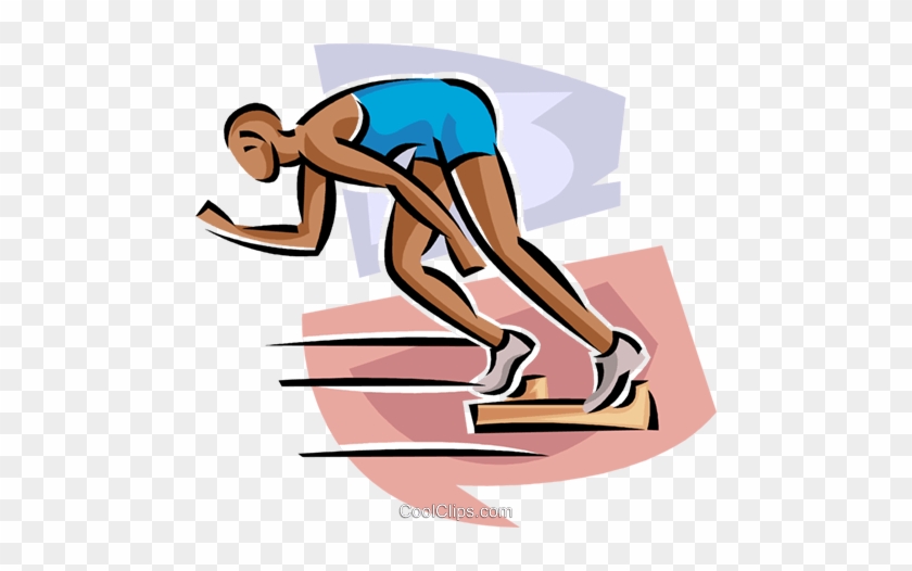 Sprinter Coming Out Of Blocks Royalty Free Vector Clip - Jumping #1682617