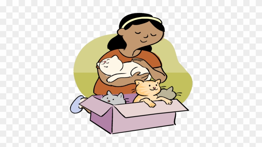 Kitten Care Plan - Girl With Kittens Cartoon #1682681