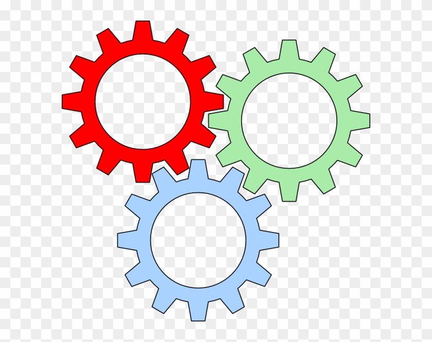 Tri Color Gears With Outline Clip - Black And White Gear Vector #1682890
