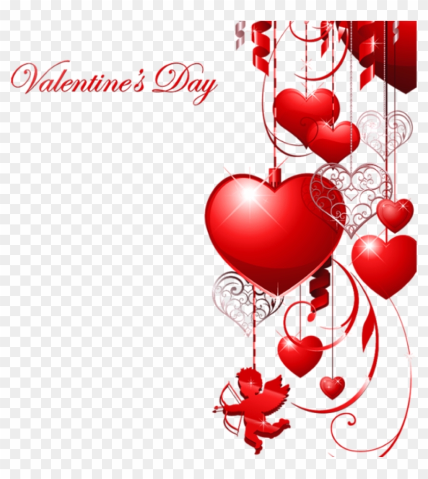 Cupid Clipart Valentines Day Decor With Hearts And - Valentines Day Background Png #1683097