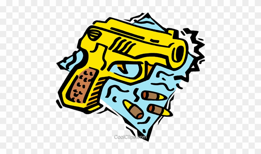 Gun With Bullets Royalty Free Vector Clip Art Illustration - Gun With Bullets Royalty Free Vector Clip Art Illustration #1683314