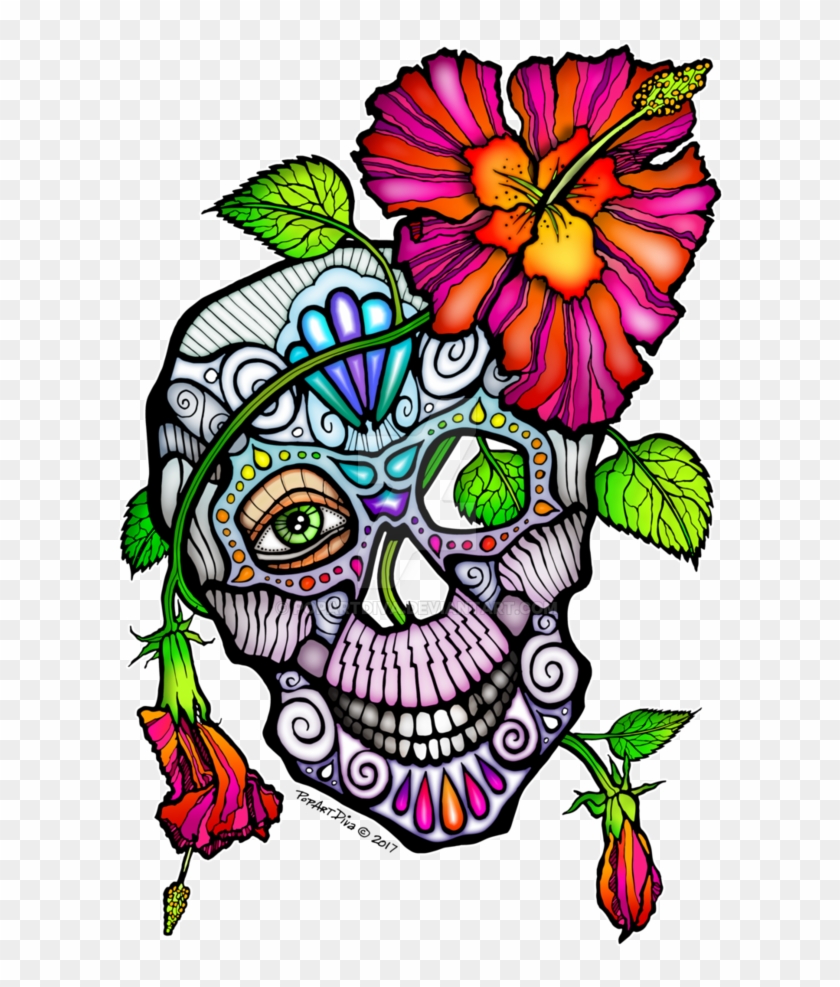 Sugar Skull Flowers Pictures And Cliparts Free - Png Day Of The Dead Flowers #1683335
