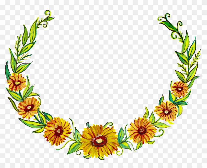 Floral Wreath Svg - Sunflower - Free Transparent PNG Clipart Images