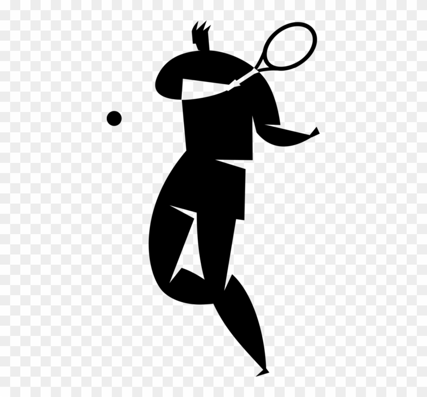 Vector Illustration Of Tennis Player Hits Ball With - Illustration #1684019