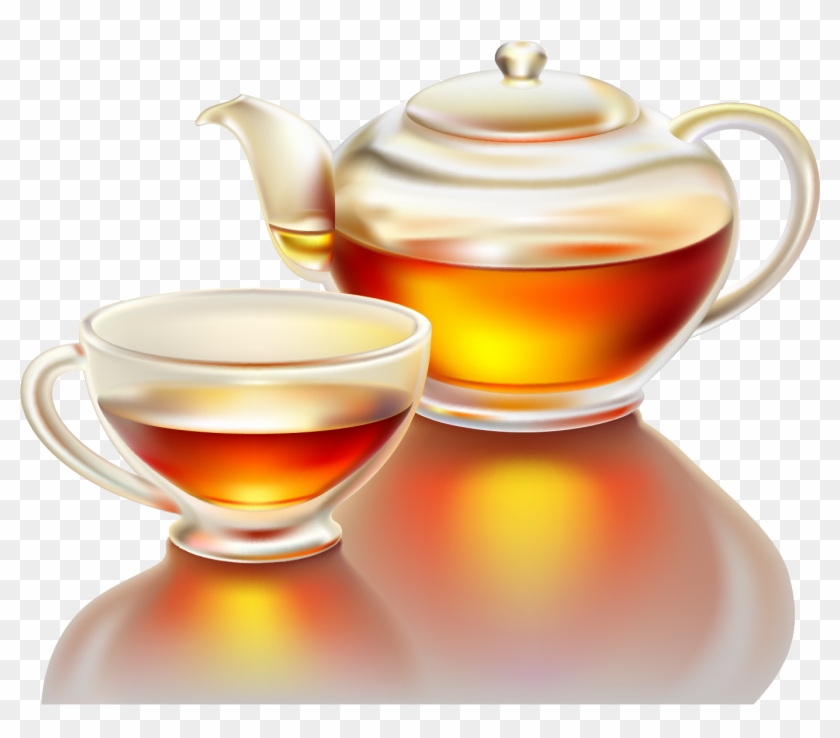 Teapot Teacup Clip Art - Tea Set With Tea Png #1684240