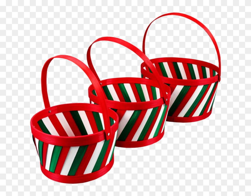 Basket, Wicker, Ø29cm, 16cm, Red/white/green - Basket, Wicker, Ø29cm, 16cm, Red/white/green #1684374