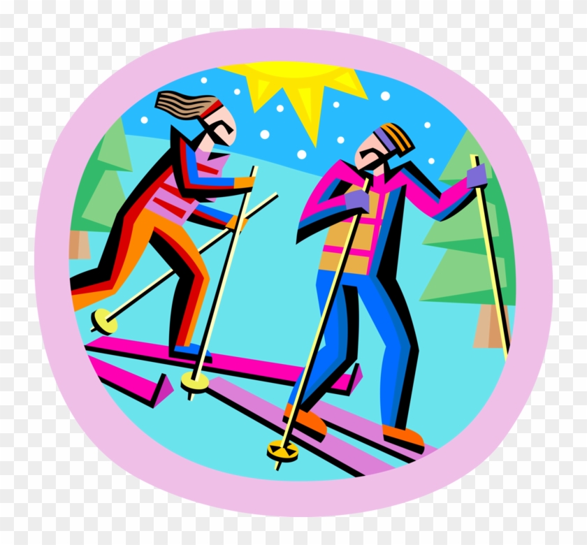 Vector Illustration Of Winter Cross-country Skiers - Vector Illustration Of Winter Cross-country Skiers #1684839
