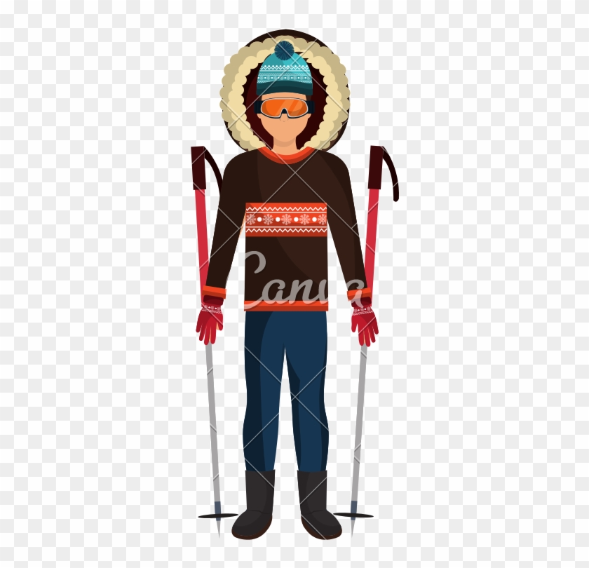 Skier Avatar With Equipmen - Vector Graphics #1684875