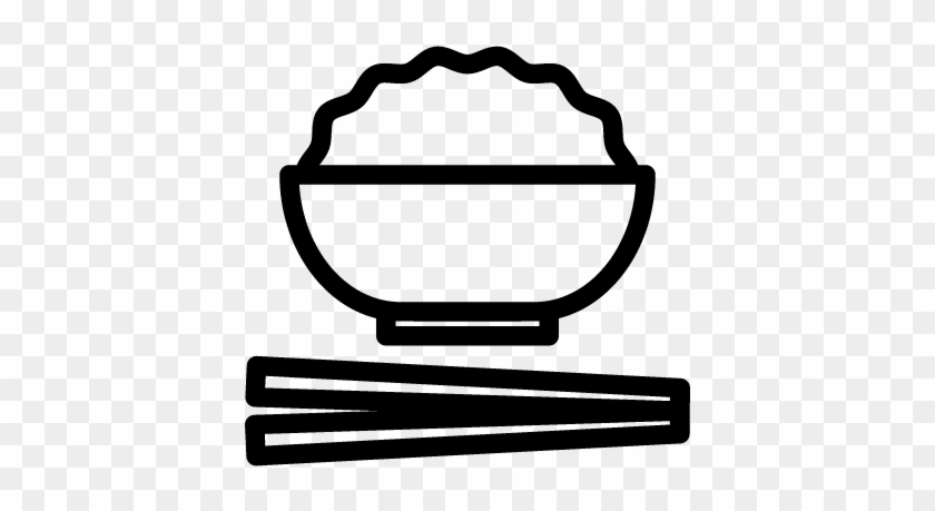 Bowl With Rice And Chopsticks Vector - Szklo Powiekszajace A4 #1685650