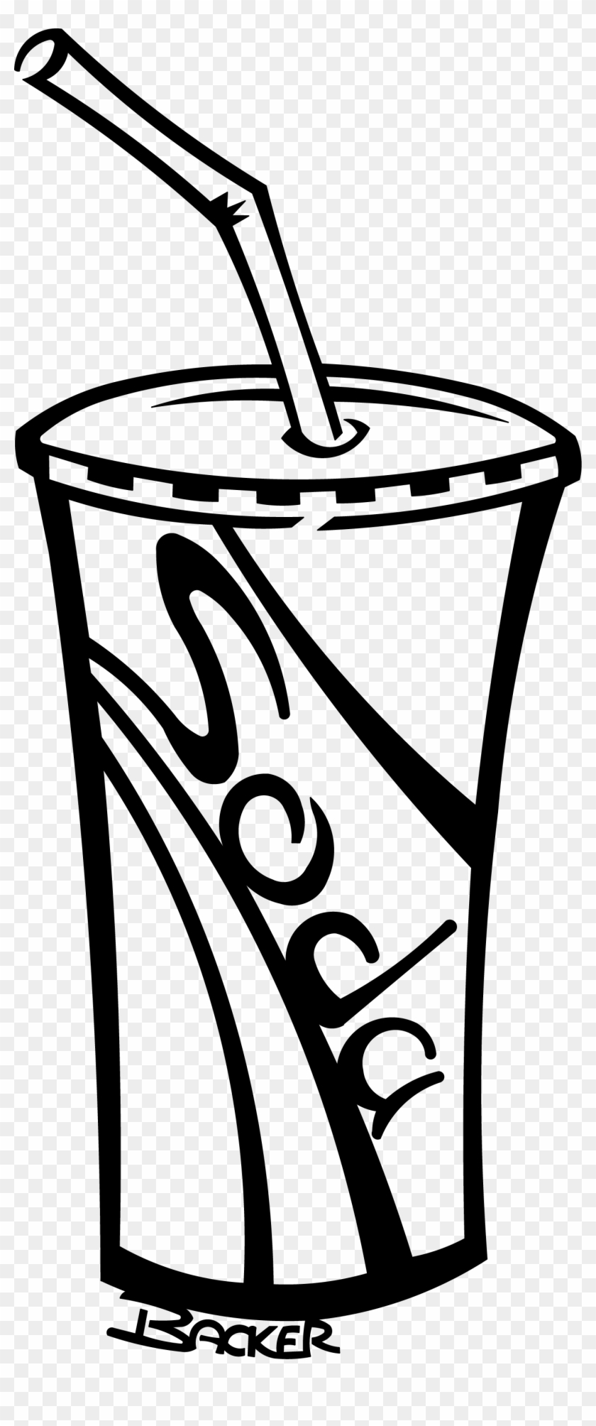 Soft Drinks Clipart Black And White , Png Download - Soda In A Cup #1685711