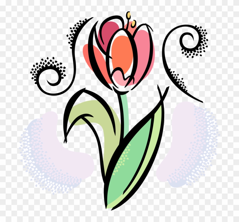 Vector Illustration Of Spring Tulip Flower In Full - Tulip Clipart #1685785