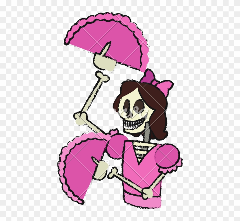 Mexican Female Skull Design - Illustration #1686244