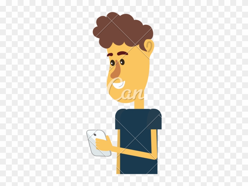 Nice Man With Hairstyle And Smartphone Vector Icon - Illustration #1686750