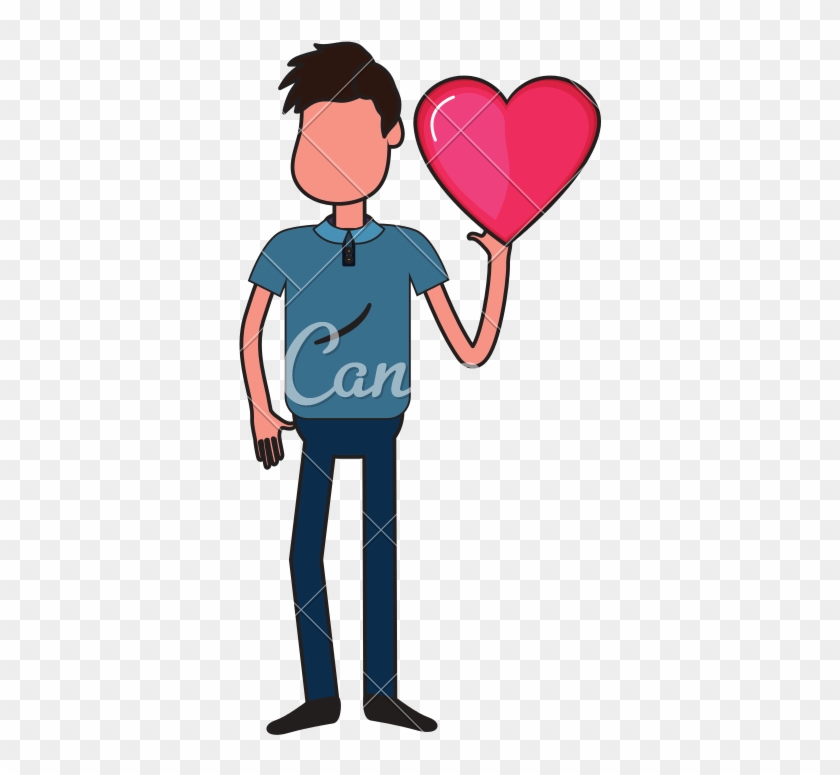 Man With Nice Heart In His Hand And Cute Wear - Cartoon #1686755