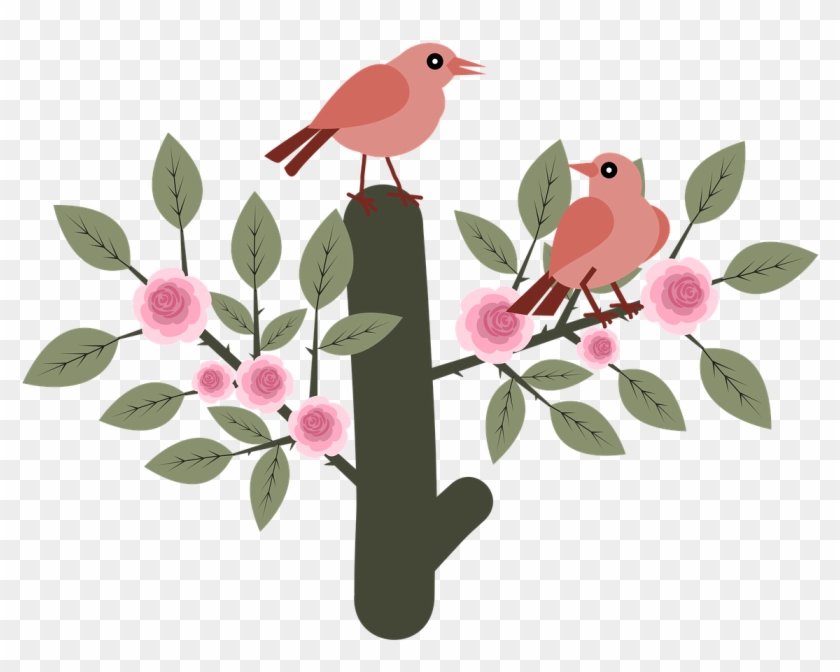 Birds Animals Roses - Vintage Flores Png #1686953