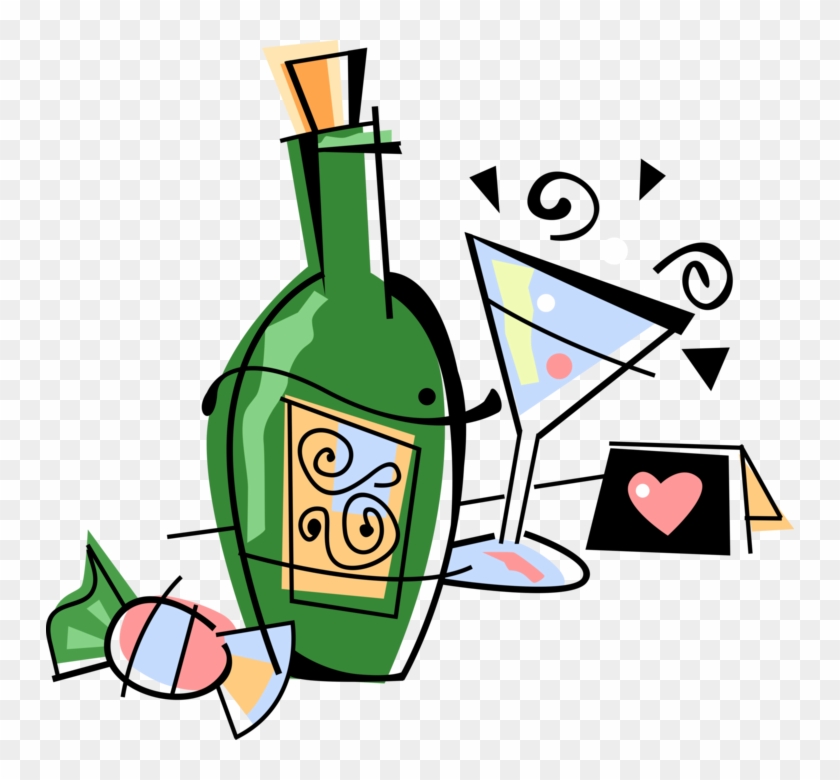 Vector Illustration Of Alcohol Beverage Champagne Bottle - Vector Illustration Of Alcohol Beverage Champagne Bottle #1687110