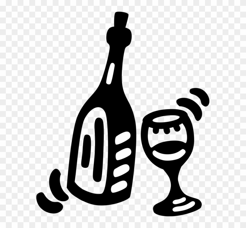 Vector Illustration Of Alcohol Beverage Bottle Of Wine - Vector Illustration Of Alcohol Beverage Bottle Of Wine #1687119