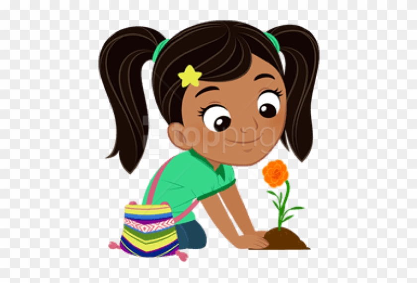 Free Png Download Nina Planting A Flower Clipart Png - Niñas Png #1687123