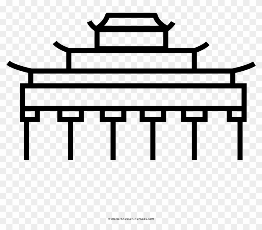 Buddhist Temple Coloring Page - Line Art #1687330