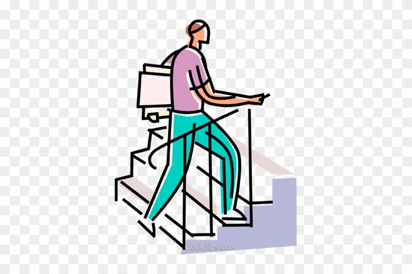 Man Climbing Stairs With File Folders Royalty Free - Cartoon Person Walking #1687858